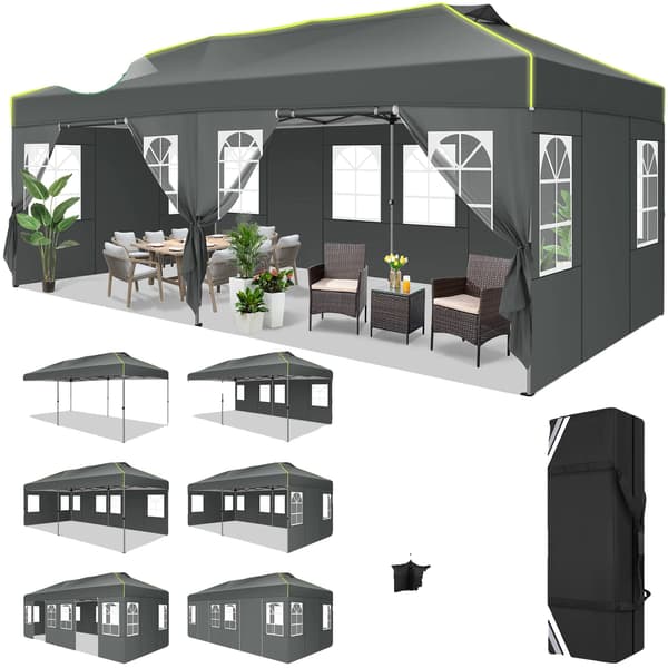 Pavillon, Vandtæt, Justerbar Højde, Grå