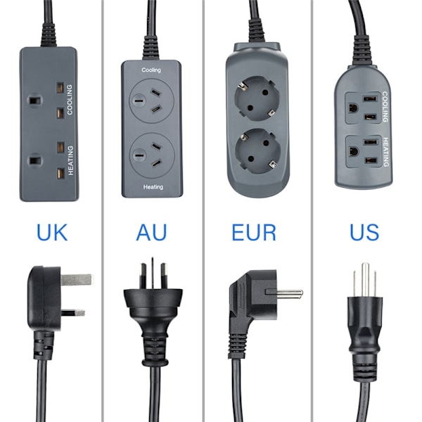 Digital Temperatur- og Fugtighedsregulator, Forudkablet, Dobbelt Trin EU socket