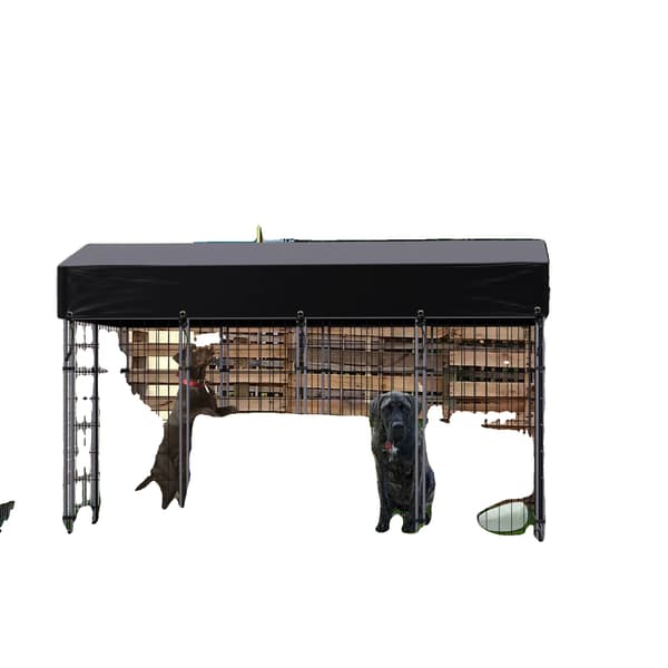 Hundehus, svejset tråd, tungt belastning, sort, L 47.2x98x64.9in.