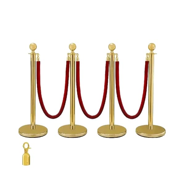 Crowd Control Stanchion, 96 cm Total Højde, 32 cm Base Diameter, 5 cm Rør Diameter, 1,5 m Reb Længde, Holdbart Rustfrit Stål Materiale