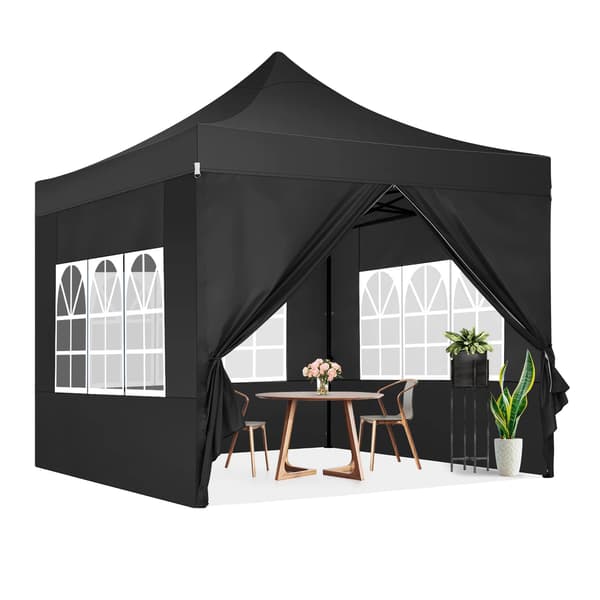 Pavillon, Vandtæt baldakin, Justerbar højde, Sort, 3x3m