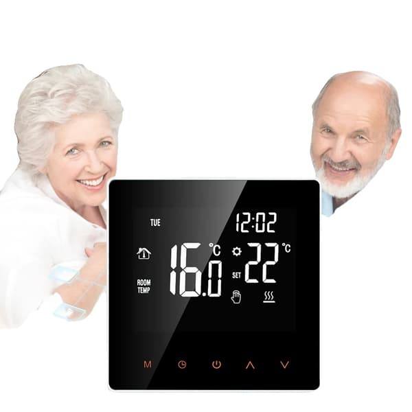 Smart Termostat, APP Kontrol, Ugeprogrammerbar, sort