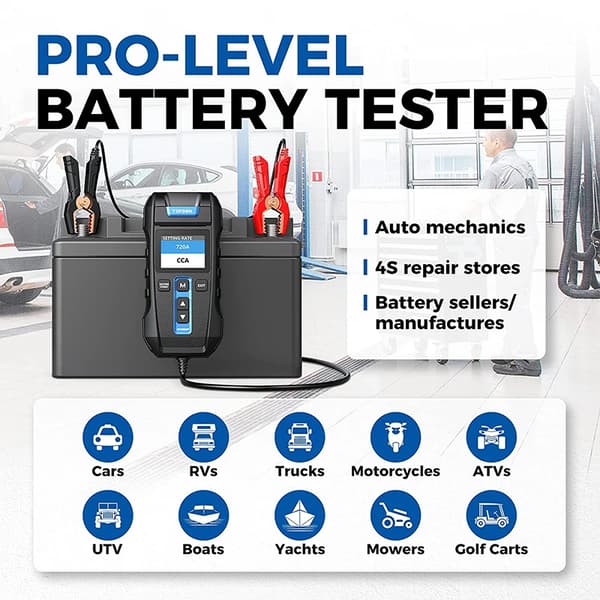Bilbatteritestare, skrivarfunktion, digital laddningstest, BT300P