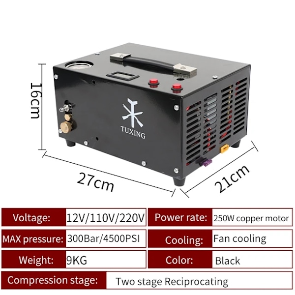 PCP-ilmapumppu, kannettava, korkeapaineinen, Yleinen versio, 220V 220V General version