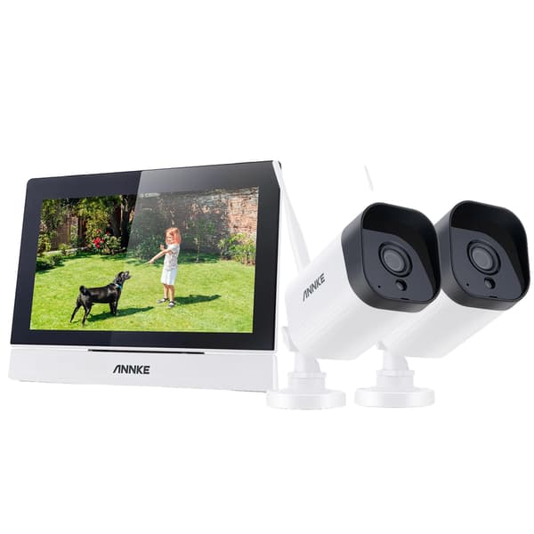 Trådlöst CCTV-system, 7-tums pekskärm, tvåvägsljud, 3MP 2PCS Kamera