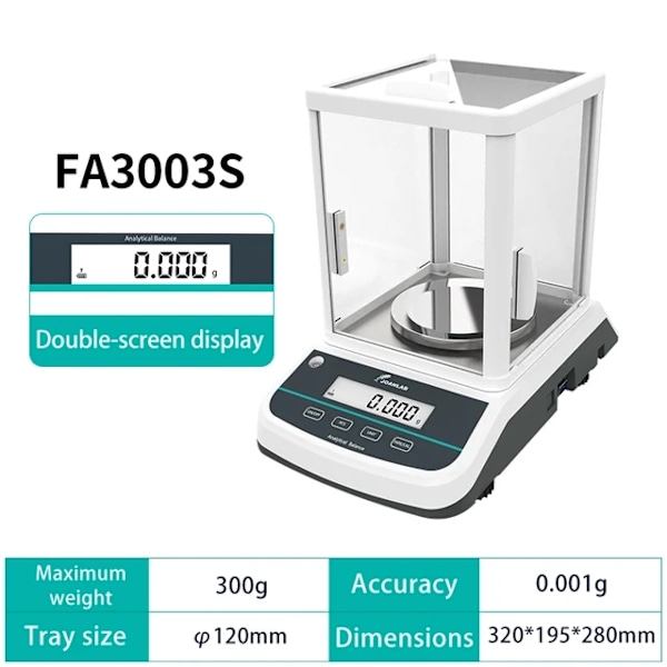 Laboratorion analyysivaaka, elektroninen tarkkuus, 0001g tarkkuu FA3003S (300g 1mg) FA3003S (300g 1mg)