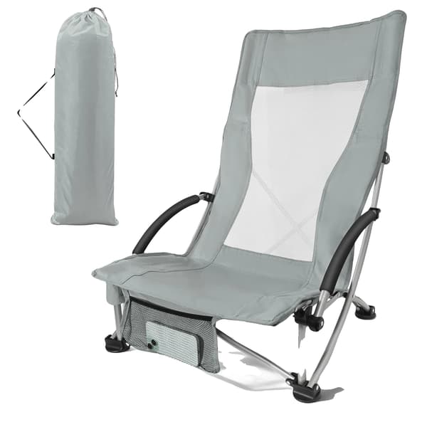 Campingstol, Lättviktsdesign, Ergonomisk Komfort, LJUSGRÅ