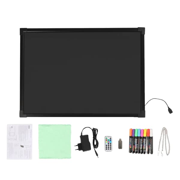 LED Skrivebræt, 7 Farve Lysmuligheder, Holdbart Tempereret Glas, sort, 50x70cm