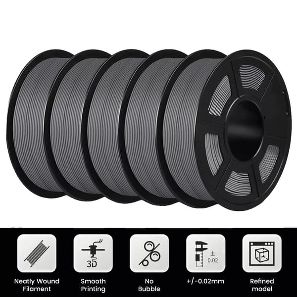 PLA Filament, Miljövänlig, Hög Kompatibilitet, MATTE Grå  5Roll