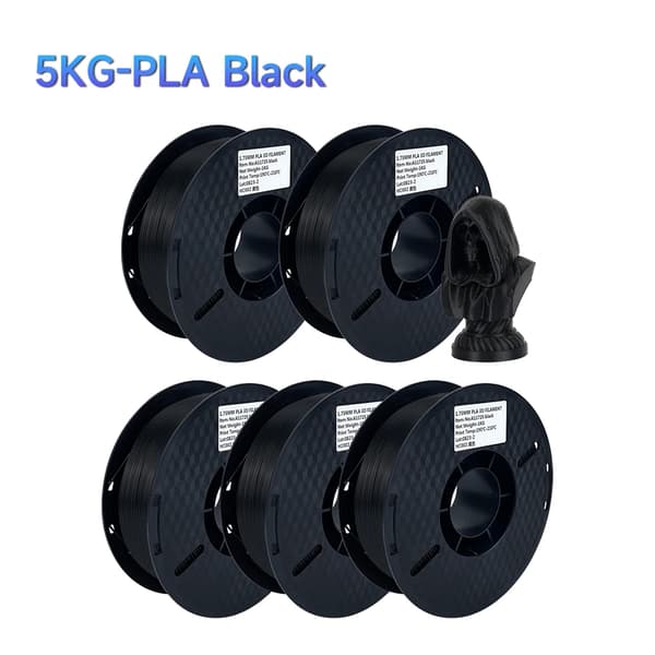 3D-printer filament, 1,75 mm diameter, blank finish, 5KG sort