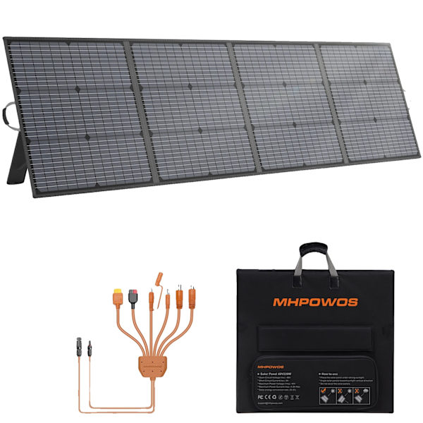 Solpanel, 220W Effekt, Foldbart Design, 220W solpanel