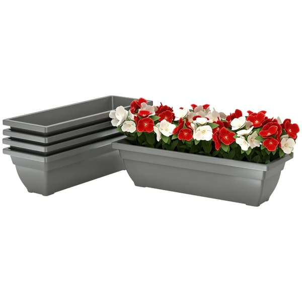 Planterare, 5-delarsset, 59 cm längd, 21 cm bredd, 16 cm höjd, plastmaterial