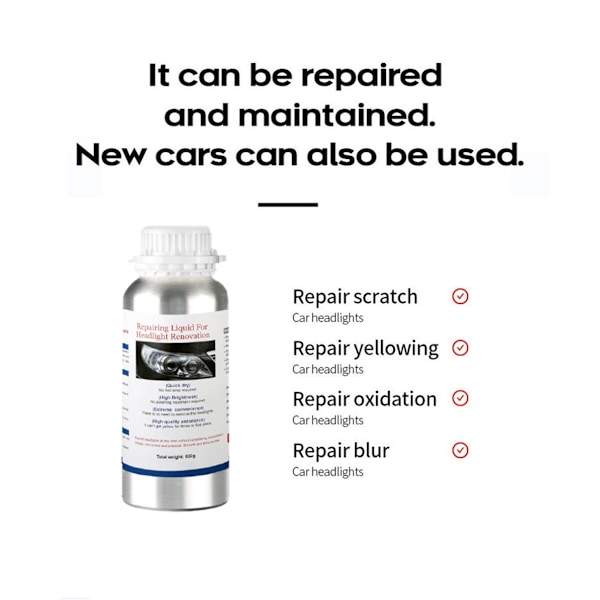 Bilstrålkastare Polish 800ml - Reparationsvätska, Reparationsverktyg för Riktkondensator 800G-Repair Fluid X1 63