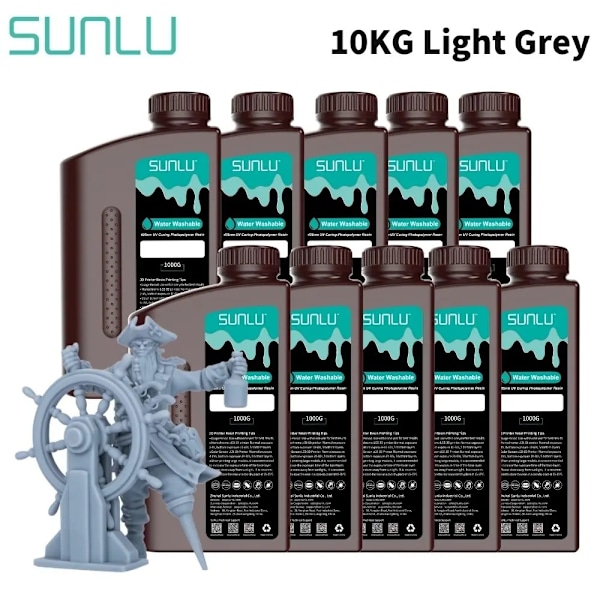 3D-tulostinhartsi, vesipestävä, 405nm UV-kovettuva, 10KG,Vaaleanharmaa 10KG LIGHRT GRAY 10KG LIGHRT GRAY 10KG