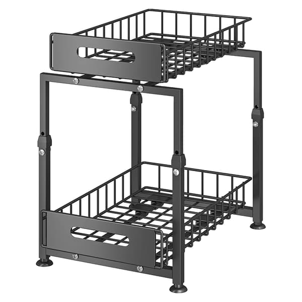 Opbevaringsorganisator, Justerbar Højde, Utrækkelig Design, sort
