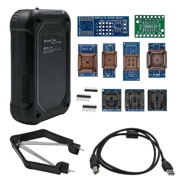 Universell programmerare, stöder EPROM/MCU/SPI/NOR/NAND Flash, kompakt design,T48 10 adaptrar