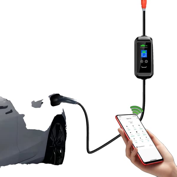 Bärbar EV-laddare Typ 2, Smart Kontroll, Flexibel Laddningsschema, Beige, Typ2