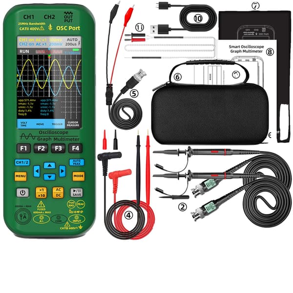 Ossilloskop, Digital Multimeter, Funktionssignalgenerator, O7 kit (Valfritt)