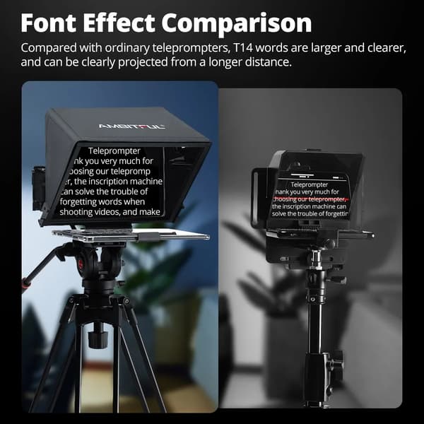 Teleprompter, Fällbar Design, Smartphone- och DSLR-kompatibilitet, T14