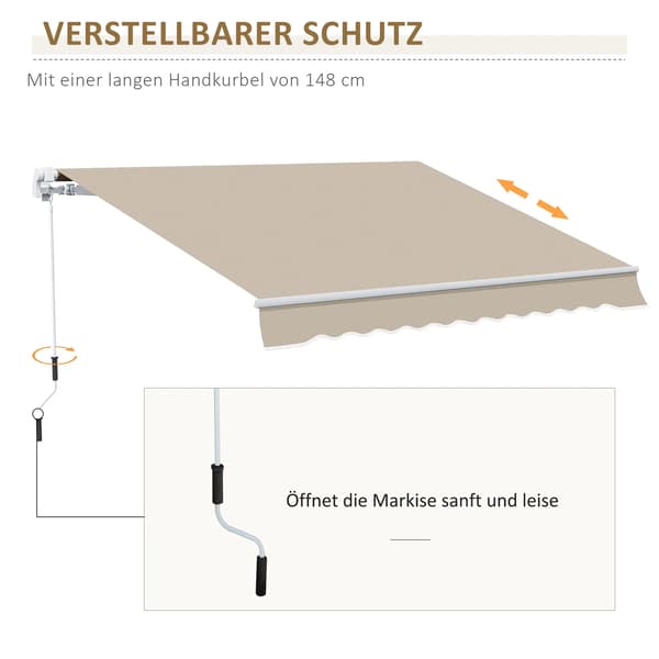 Markis, Polyester Material, 3,95 m Bredd, Manuell Drift, UV-skydd, Väggmonterad