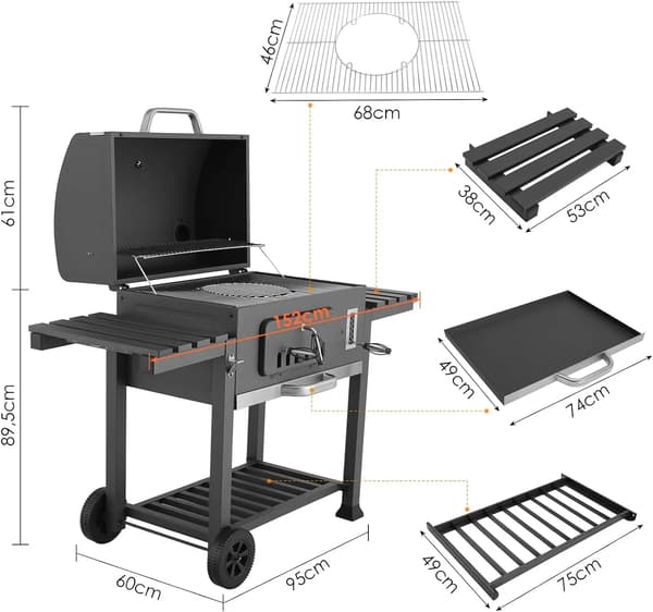 Kolgrill, Offset-rökare, Justerbar ventil, Flasköppnare