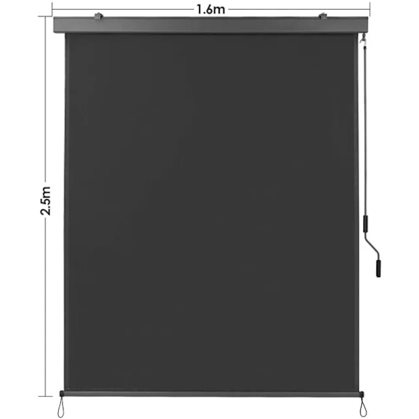 Utdragbar Vertikal Markis, Solresistent, Vindresistent, Grå 160cm x 250cm