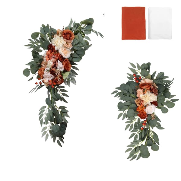Artificiell Bröllopsbåge Blomsterkit, Elegant Blomsterdesign, Mångsidiga Draperier, 4p Set TypD