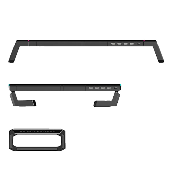 Computerstativ, Foldbart Design, USB 3.0 Porte Inkluderet, sort