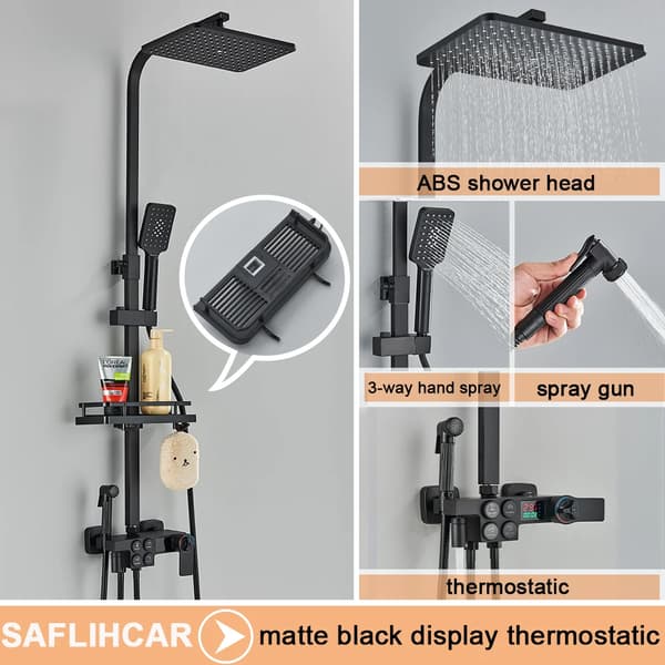 Bruserarmatur, Termostatisk Kontrol, Moderne Design, matte sort 4DT