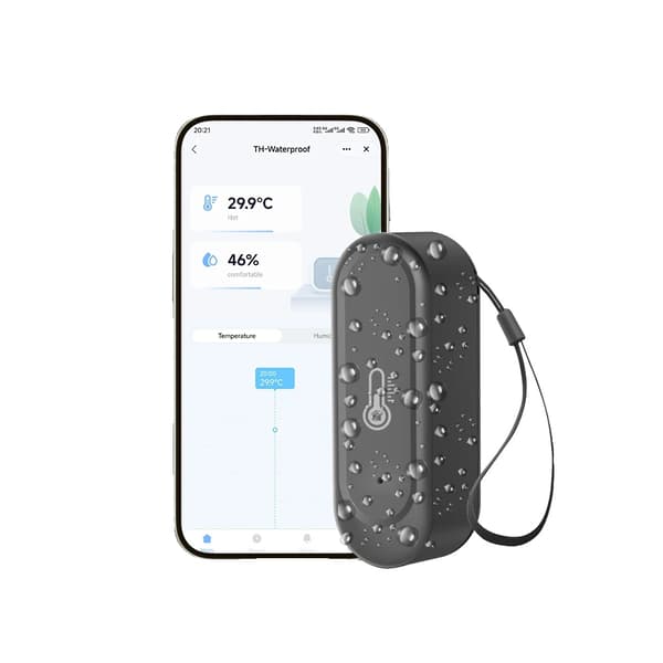 Temperaturfuktighetssensor, WiFi- och Zigbee-kompatibel, IP65 vattentät, Svart Zigbee
