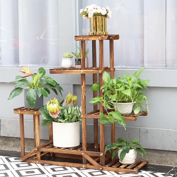Træ Plantestativ, 6 Lag, Visning af Flere Planter