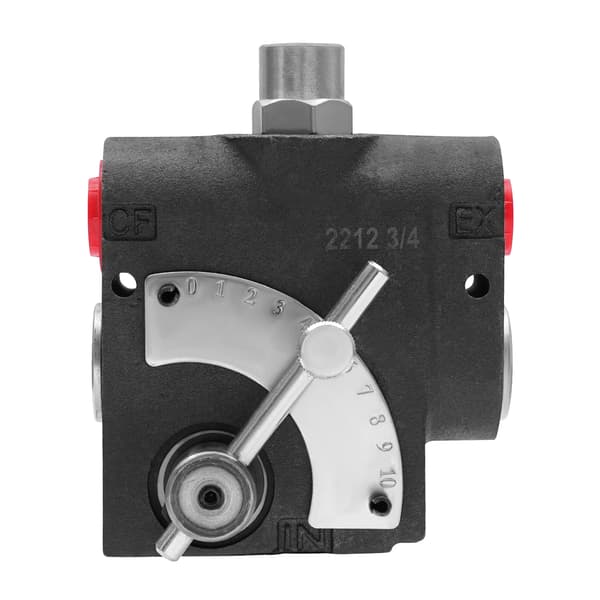Hydraulisk Flow Control Ventil, Justerbar Flow Control Område, Sikkerhedsventil Indstillingsområde, Maksimal Arbejdstryk 3000 PSI, sort