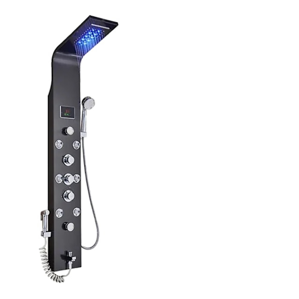 LED Brusepanel, Vandfaldsregn Design, Spa Massage Sprayer, Sort Farve 8009 Black Color 8009 Black Color 8009