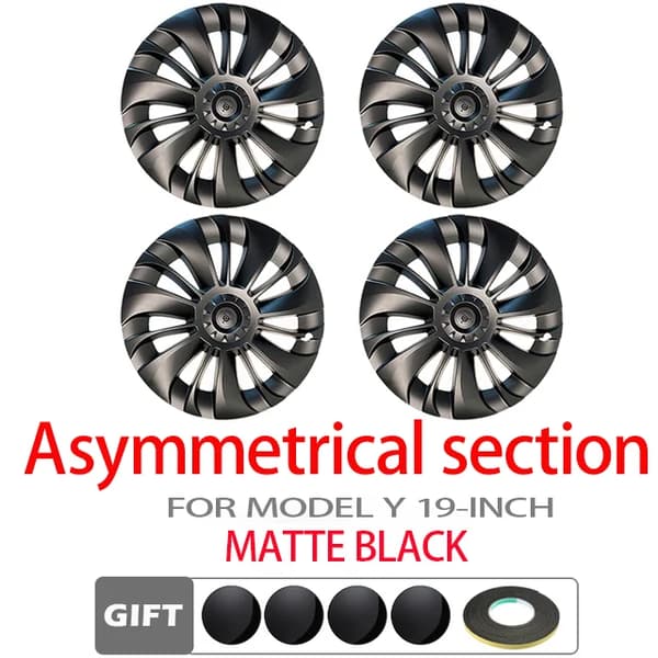 Hjulkapsler, ABS-plastik, kompatible med Model Y, Matte Sort2-NOLOGO