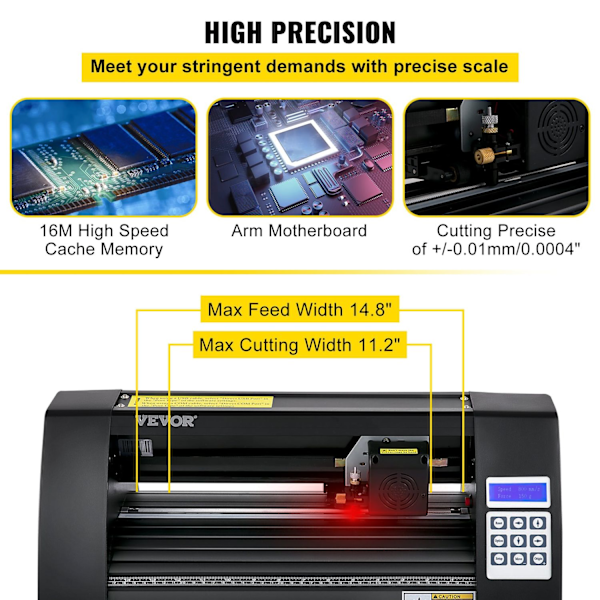 Vinyylinleikkuri-plotteri 375mm - LCD-näyttö, laserohjaus ja monijärjestelmäyhteensopivuus