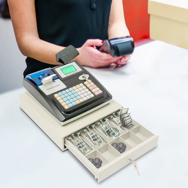 Elektronisk Kasseapparat, Dobbelt Skærm Display, Multi-Betalingssupport, Sort