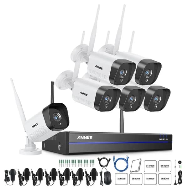 Trådlöst säkerhetskamerasystem, 3MP video, 100ft nattsyn,6 st kameror, Inga 6PCS Cameras 6PCS Cameras