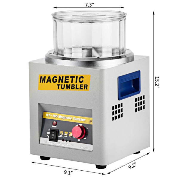 Magnetisk smyckespolerare med roterande trumma - 2000 RPM, PC-materialhink, Multifunktionellt panel (in Swedish)
