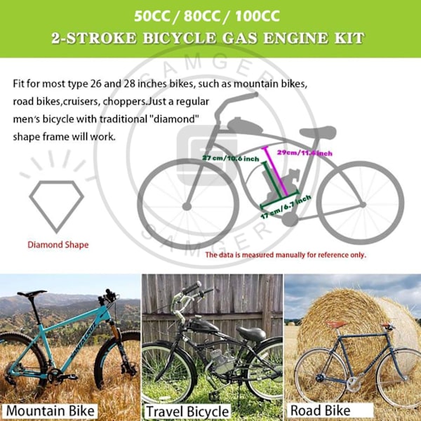 50/80/100CC 2-tahti bensiinimoottori setti - Tee-se-itse sähköpyörän täydellinen moottori 110cc Silver