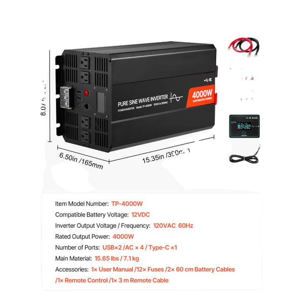 Strømomformer, Alsidige Udsalgsmuligheder, Stabil Strømforsyning, 4000W 12-120V