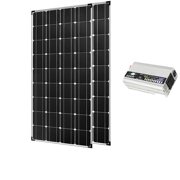 Monokristallint solpanelpaket, 150W paneler, 12V/24V kontrollerare,300 watt 110 volt 220 volt 300w 110v 220v 300w 110v 220v