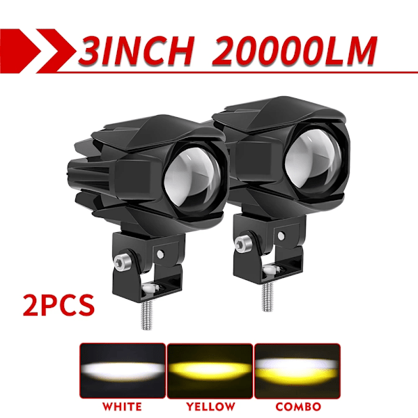 3 tuuman LED-projektorivalot, 20000LM, IP68-vesitiivis, SUV/ATV/moottoripyörä käyttöön.,2 kpl 2pcs 2PCS