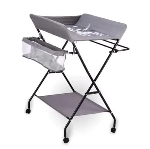 Babyskiftemøbel, Ergonomisk Design, Kompakt Sammenklappelig, Grå med hjul