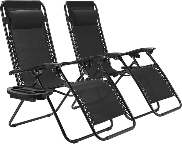 Lænestol, Justerbar Position, Sammenklappeligt Design, Sort 2stk