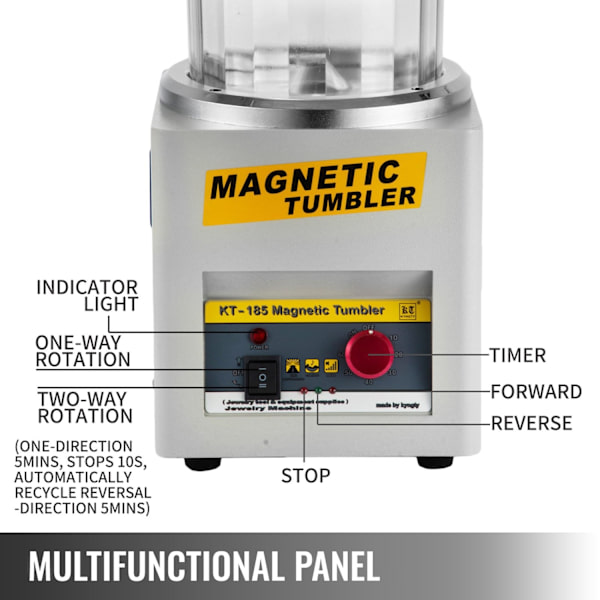 Magnetisk Tromle Smykker Polermaskine - 2000 RPM, PC Materiale Spand, Multifunktionel Panel