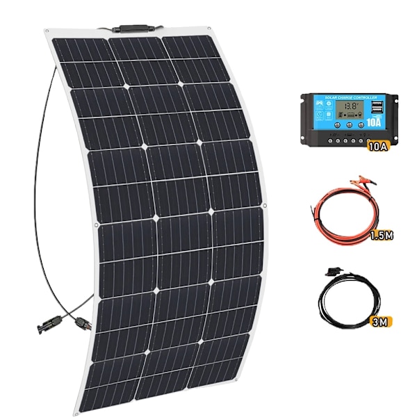 Solpanel, Høj Effektivitet, Fleksibelt Design, 100W solpanel kit