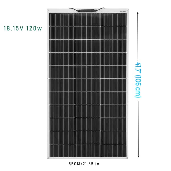 Flexibelt solpanel, 120W effekt, 18V spänning, hög verkningsgrad på 24%,1 st solpanel