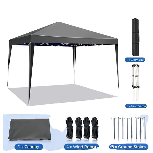 Gazebo, UV-beskyttelse, Sammenklappelig og Bærbar, Grå-3x3Meter