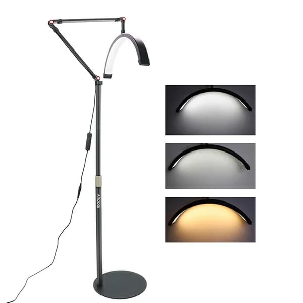 LED Videolys, Halvmåne Udfyldningslys, 3000K-6000K, HD-M2X Sort, EU-a