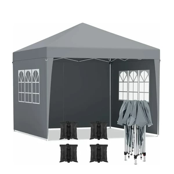 Gazebo, Justerbar Højde, UV Beskyttelse, Mørk Grå